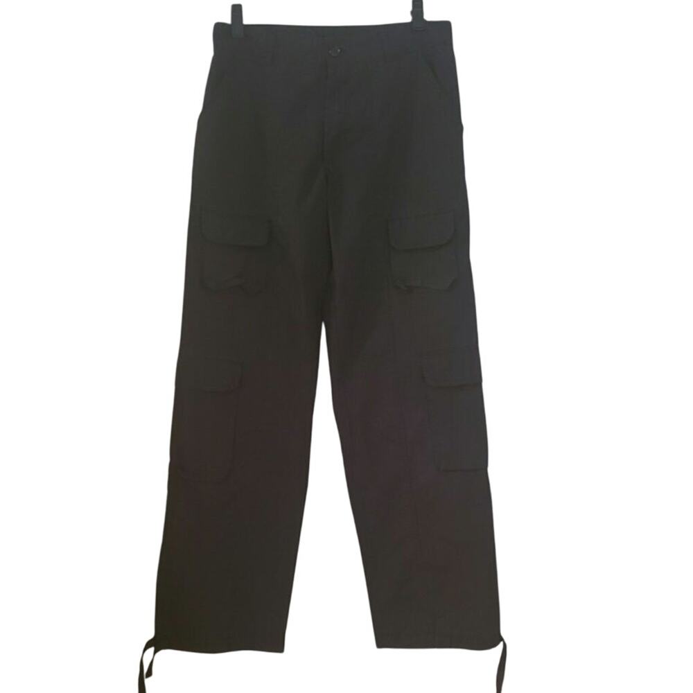 Orange Kiss Small Black‎ Baggy Cargo Pants Streetwear Parachute Y2K